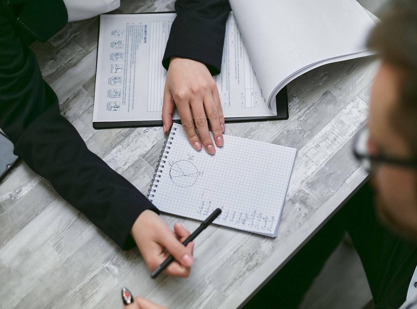 Person reviewing documents in preparation for a Social Security disability hearing